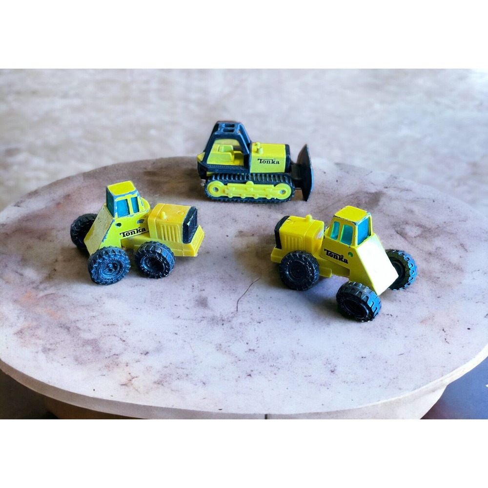 Vintage 1990s Tonka Metal & Plastic Yellow Bulldozer Tractor Construction Cars